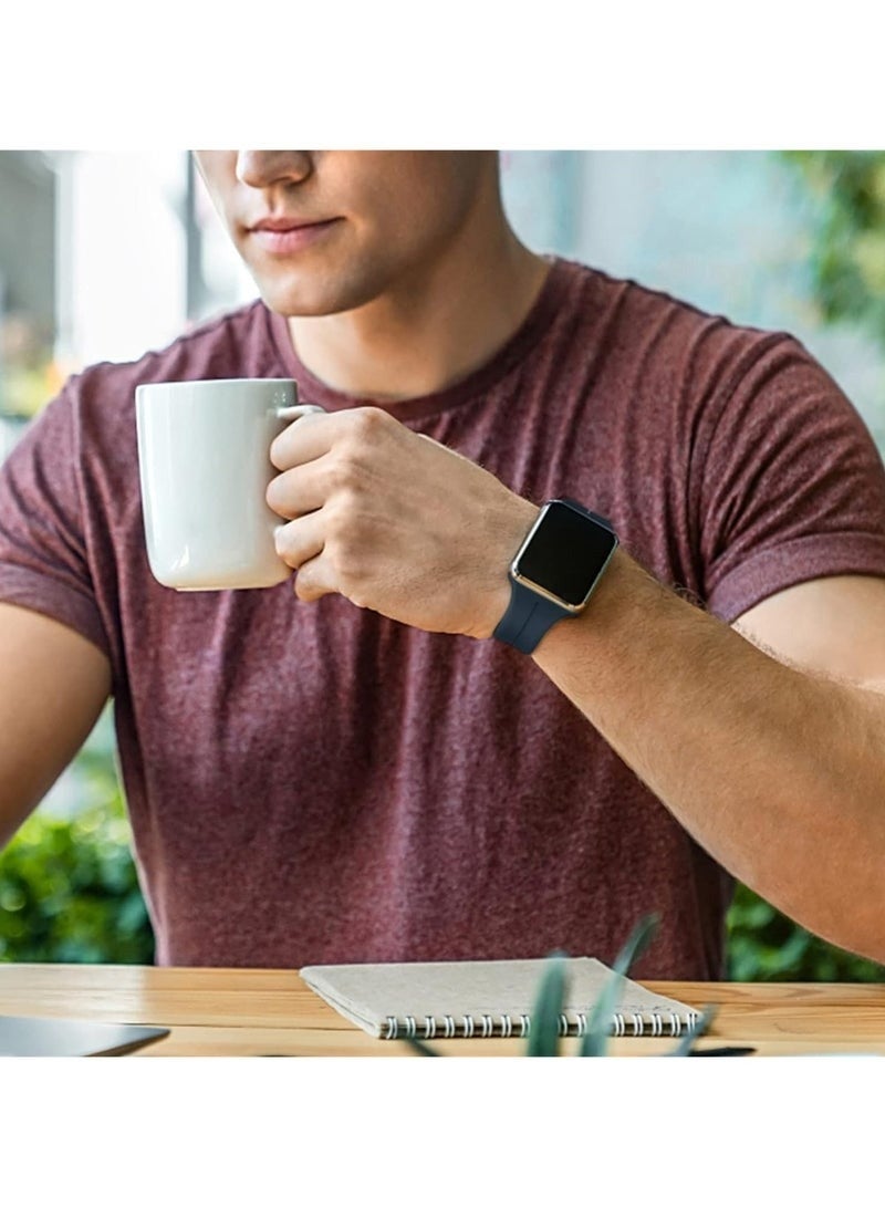 Magnetic for Apple Watch Band 49mm 46mm 45mm 44mm Women men,Silicone Sport Strap Replacement WristBands for Apple Watch Series 9/ultra 2/8/ultra/7/SE/SE 2nd/6/5/4/3/2/1,iWatch Bands Black - Image 3